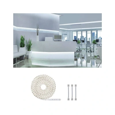 Image de Paulmann MaxLED 71043 Bande LED 500 20 m Blanc lumière du jour 6500 K IP20 avec 1 x 72 W à intensité variable en plastique argenté, 20m