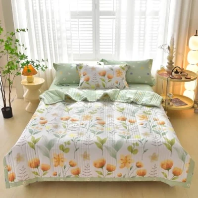Image de Couette D&#039;été Édredon, Douce Et Respirante réversible Couverture en Microfibre Courtepointe Légère Couvre Lit 2 Personnes Matelassé Lavable Machine (Rêve d&#039;été, 180*200CM)