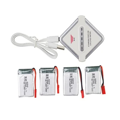 Image de ZYGY 4PCS 3.7V 750mah Lithium Battery &amp; 1PCS 4 en 1 Balance Chargeur pour MJX X400 X400W X800 X300C Sky Viper S670 V950HD V950str s1750 V2450 HS110 HS200 HS200W HS110W Drone aérien Quadricoptère