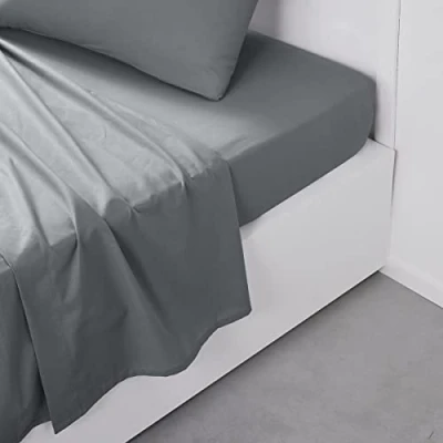 Image de Today Essential Drap Plat 2 Personnes 240X300 cm Coton Uni Bleu, Reine