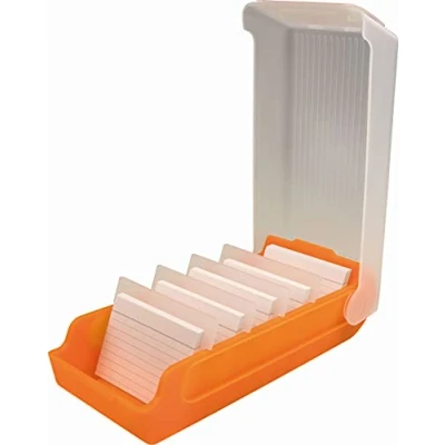 Image de helit H6901040 boîte à fiches « the beebox » DIN A8 horizontal, orange, fiche d&#039;apprentissage et de rangement