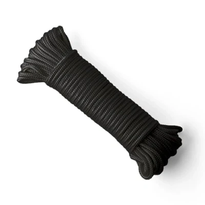 Image de SNURO Corde Nylon Tressée (6 mm, 20 m) en Polyamide Noir Solide Résistante à l&#039;usure Paracorde Résistance la Rupture très Élevée