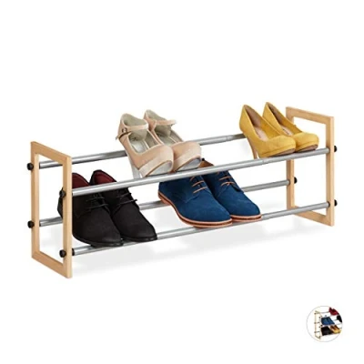 Image de Relaxdays Etagère, meuble ouvert chaussures en différentes dimensions, bois et fer, extensible, 1 élément