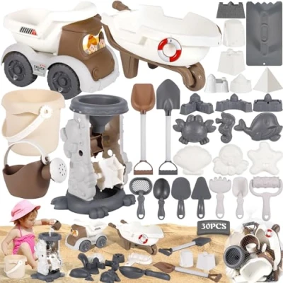 Image de ZLPBAO Jouet de Plage, 30 PCS Kit Jeu Plage Enfant Jeux Sable, Jouets pour Enfants, Pelle Outil Sable Kits, Ensemble,Jeux d&#039;eau Exterieur Enfants
