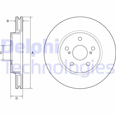 Image de DELPHI Disque de frein TOYOTA: Corolla XII 3/5 portes, C HR, Break 299mm 28mm 5 ventilé revêtu BG4952C 43512F4010 Disques frein,