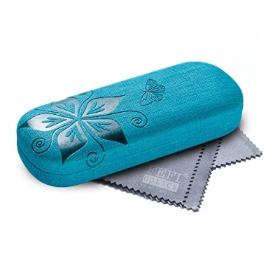 Image de FEFI Etui à lunettes rigide Nature motif floral embossé y compris chiffon de nettoyage haute qualité