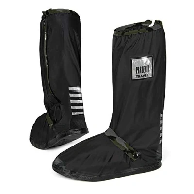 Image de PERLETTI Couvre Chaussures Noirs Imperméables Résistants Réutilisables Surchaussures Étanches Pluie Neige Boue Détails Réfléchissants Semelle Antidérapante Renforcée (S (36/39 EU), Camouflage)