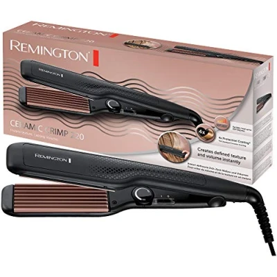Image de Remington Fer à gaufrer Cheveux [Ondulations zigzag &amp; volume] Ceramic Crimp (Plaques larges Céramique Tourmaline Antistatique, fins épais, Température régable 150 220C) Boucleur S3580