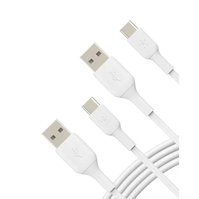 Image de Belkin BoostCharge câble USB C, de recharge C vers A, Type cable pour iPhone 16, 15, Samsung Galaxy S24, S23, iPad, Pixel, etc., 1 m, pack 2, blanc