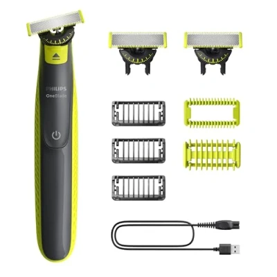 Image de Philips OneBlade 360 Authentique Visage + corps tondeuse à barbe électrique, et rasoir avec technologie de lame 360, 2 lames 3 sabots jours, 1 kit Corps, QP2824/31