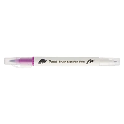 Image de Pentel Arts Brush Sign Pen Twin SESW30C Lot de 10 feutres pinceau bi pointe, Pointe large et fine, Acquarellable, Magenta