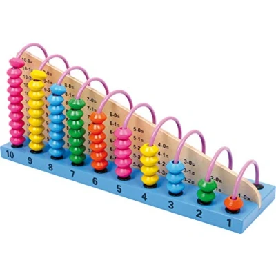 Image de small foot 2138 Boulier en bois, règle à calcul avec des exercices mathématiques et perles bois intégrés, 6 ans plus