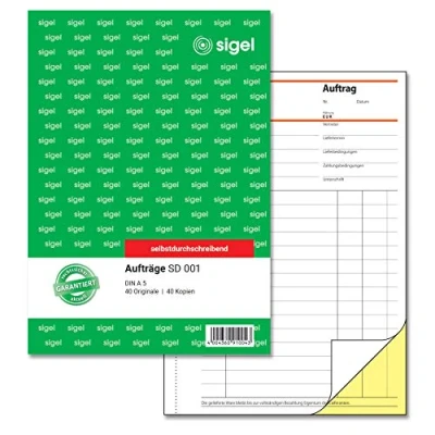 Image de Carnet à commande Sigel SD001, 2 x 40 feuilles A5, papier carbone Format 1 Stück