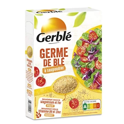 Image de Gerblé Saupoudrage, Germe De Blé Ã Saupoudrer, Super aliment, Source Naturelle Magnésium Et Fer, Riche En Vitamine B9 Zinc, 1 Boîte, 31 Portions, 250g, 199648