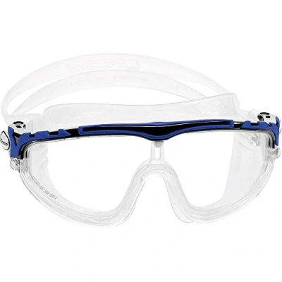 Image de CRESSI Skylight Goggles Clear/Black Blue Lunettes de Natation Snorkeling et Piscine pour Adultes, Vue à 180 Antibuée, 100 % Anti UV, Transparente/Noir Bleu Lentille Claire, Taille Unique