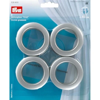 Image de Prym Click Rideau Œillets 8 Pièces, Diamètre 40 mm, Argent Mat 526600