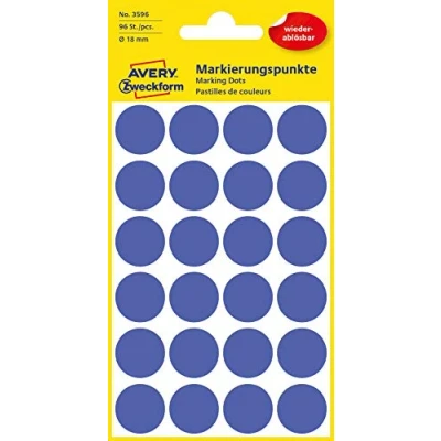Image de Avery Zweckform étiquette 18 mm marquage point bleu, repositionnable, 96st