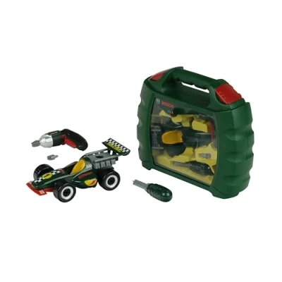 Image de Theo Klein 8375 Mallette Grand Prix Bosch avec Ixolino Visseusedévisseuse à piles Voiture de course démontable en 10 pièces Dimensions : 32 cm x 26 9 Jouet pour enfants partir 3 ans