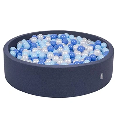 Image de KiddyMoon Piscine À Balles pour Bébé Rond 120X30cm/600 7Cm Grande Fosses Boules Jouet Enfant, Bleu Foncé:Baby Blue/Bleu/Perle