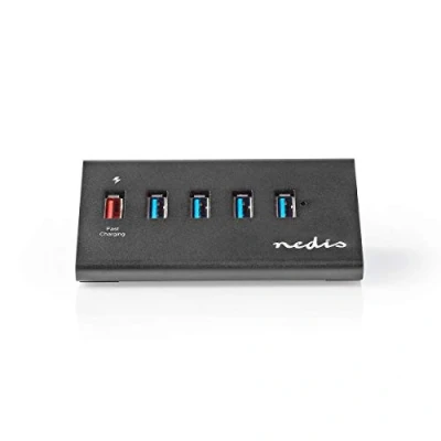 Image de Nedis UHUBUP3510BK hub &amp; concentrateur USB 3.2 Gen 1 (3.1 1) Micro B 5000 Mbit/s Noir Neuf