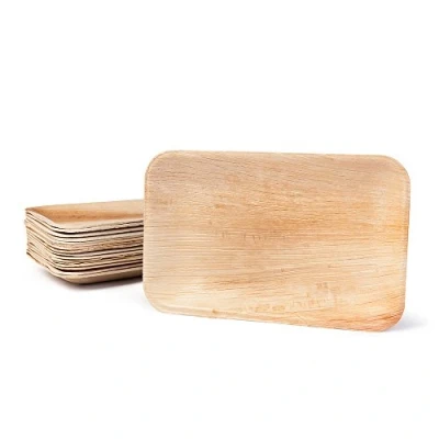 Image de BIOZOYG Palmware DTW05329 Assiette jetable en Feuille de Palmier, 25 pièces, carrée, Plate, 25x15 cm, compostable