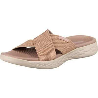 Image de Skechers Femme on The go 600 Glistening Sandales Bout Ouvert, Rose (Rose Gold Textile Rsgd), 36 EU