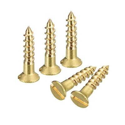 Image de sourcing map Laiton Bois Vis, 50pcs M2.5 x 12mm Fente Emplacement Plat Tête Auto Taraudage Vis Fraisée pour Travail Meubles