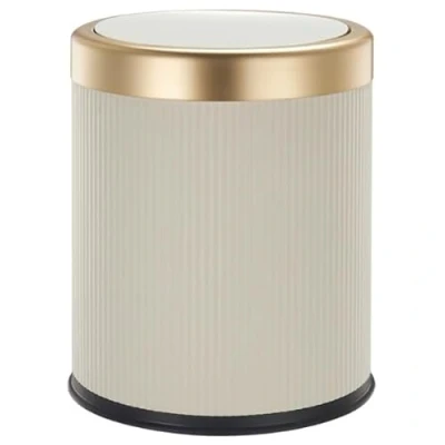 Image de Poubelle Push en Plastique 8L GLINT Blanc et Or
