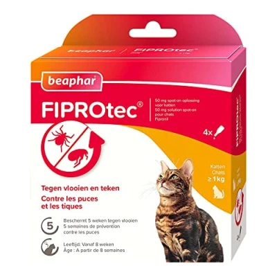 Image de Beaphar Produit Anti Puces et Tiques FiproCat Spot On Chats/Chatons &gt;1kg 4 pipettes
