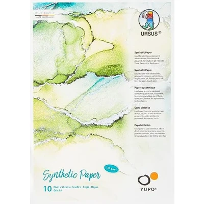 Image de Ursus Yupo Lot de 10 Feuilles Papier 192 g, Format A4, synthétique Lisse, déchirures et à l&#039;eau, lumière UV, extrêmement résistant, 100% Recyclable, Polyvalent, Blanc, Set Pièces