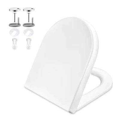 Image de GRIFEMA G951 Abattant WC, Lunette de Toilette, Fermeture en Douceur, Dégagement Rapide, Siège toilette forme D, Antibactérien, Blanc, Exclusivité Amazon