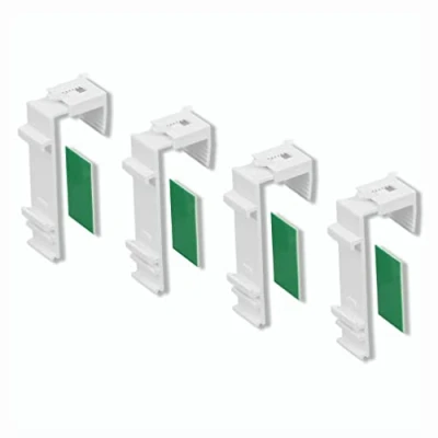Image de Support à Pince Long pour Stores enrouleurs Duo/Double/s avec Rail de en Tissu séparé Patin adhésif sans perçage 2 Paire, 4 pièces réglable Couleur Blanc