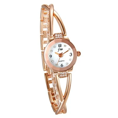 Image de JewelryWe Montre Femme Quartz Faux Diamant Cadran Analogique Symbole Infini Bracelet Alliage Couleur Argent Rose Or