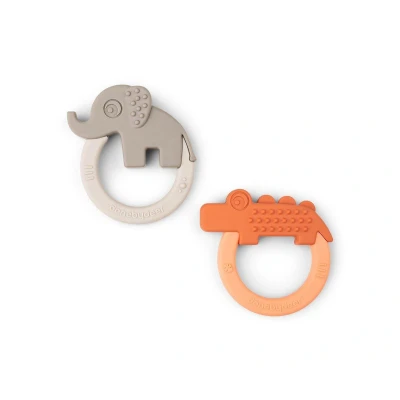 Image de Lot de 2 anneaux dentition en silicone Amigos Deer Papaye/Sand
