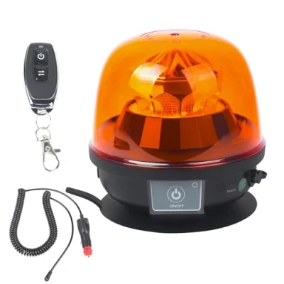 Image de AOHEWEI Feu clignotant LED ambre rechargeable, lumière d&#039;avertissement d&#039;urgence magnétique sans fil 12V/24V pour véhicules avec télécommande camions remorques tracteurs fourgons élévateurs