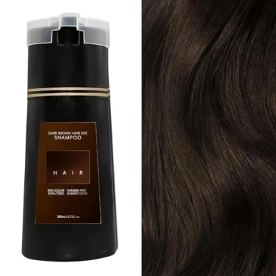 Image de Hair Dye Shampoo, Shampooing Colorant pour Cheveux, Brown Natural Color Shampoo Cheveux Gris, Instant De Coloration, 2 in 1(Brun foncé)