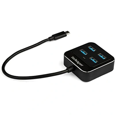 Image de StarTech.com Hub USB 3.1 Type C à 4 ports (10 Gbps) Multiprise vers 4x A Auto alimenté (HB31C4AB)