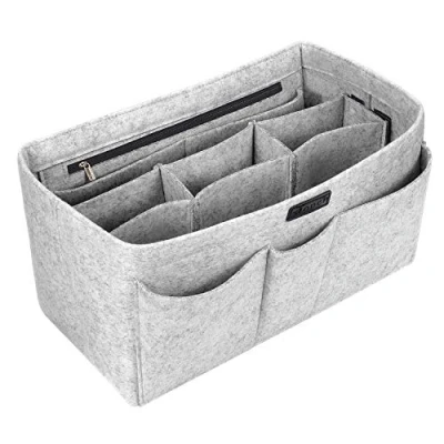 Image de Ropch Organiseur de Sac à Main en Feutre Rangement Intérieur avec Multi Poches (Gris Clair, M)