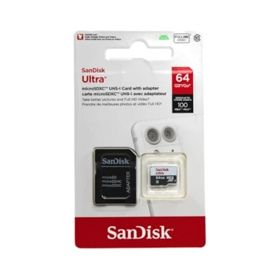 Image de SanDisk SDSQUNC 064G GN6MA Carte Mémoire microSDXC Ultra 64 Go Classe 10 pour Android. Vitesse de Lecture Allant jusqu&#039;à 80 Mo/s + Adaptateur SD