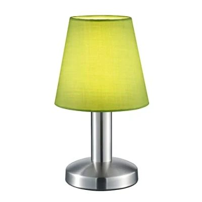 Image de Trio Lampe de table MATS II 599700115, métal nickel mat, abat jour en tissu vert, sauf 1x E14, On/Off Touch