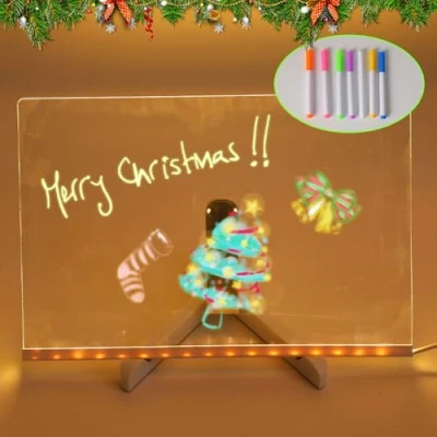 Image de tableau d&#039;affichage à DEL avec stylo 7 couleurs, acrylique lumineux, messages LED, dessin/écriture DEL, effaçable sec support pour