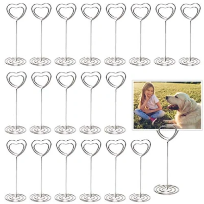 Image de Supports de Numéro Table, 25 Pcs Porte Carte Table Pour les Mariages Bureaux Notes Photos, Cartes Adopte un Design en Forme Cœur(Argent)