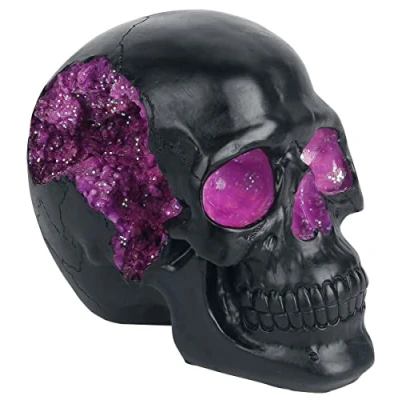 Image de Nemesis Now Geode Figurine Tête de Mort Résine Noir Violet 17 cm