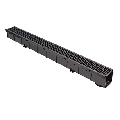 Image de 1m caniveau PP Noir +grille passerelle A15 100x100x1000