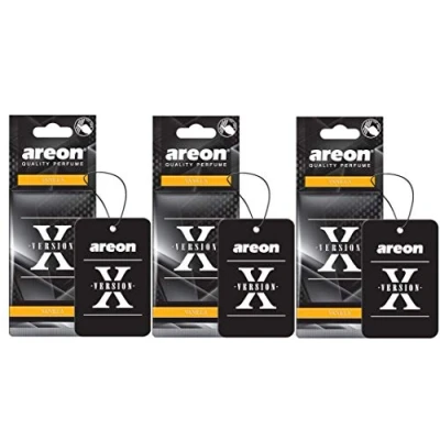Image de AREON X Désodorisant Voiture Vanille Rétroviseur Pendu Noir 2D (Vanilla Lot de 3)