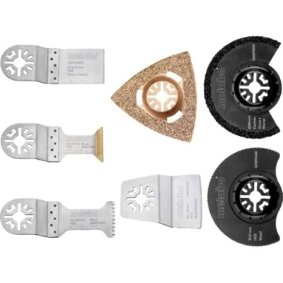 Image de Metabo Multitool 626977000 Classic Kit de démarrage 7 pièces (lame scie segmentaire, plaque abrasive triangulaire, grattoir, lame plongeante, scie)