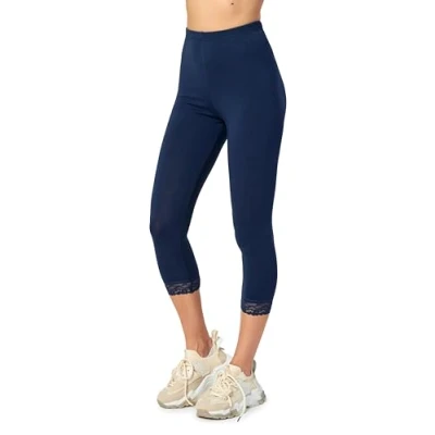 Image de Merry Style Legging 3/4 avec Dentelle Femme MS10 224(Bleu Marine, 4XL)