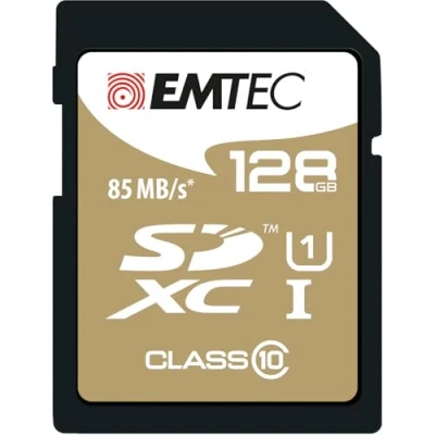 Image de EMTEC ECMSD128GHC10GP Carte SD Classe 10 Gamme Elite Gold UHS I U1 Avec Adaptateur Performance 128 Gb