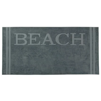 Image de ZOLLNER Serviette de Plage Douillette et absorbante en 100x200 cm Lavable jusqu&#039;à 60C Coton avec écriture Moderne Bordures certifiée Oeko Tex®