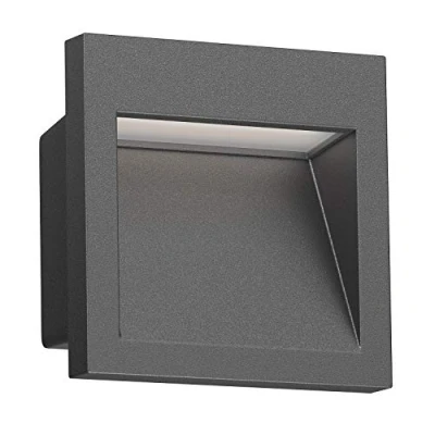 Image de ledscom.de Applique murale encastrée LED NOLA, downlight pour l&#039;extérieur, IP54, anthracite mat, 90 x 90mm, blanc chaud